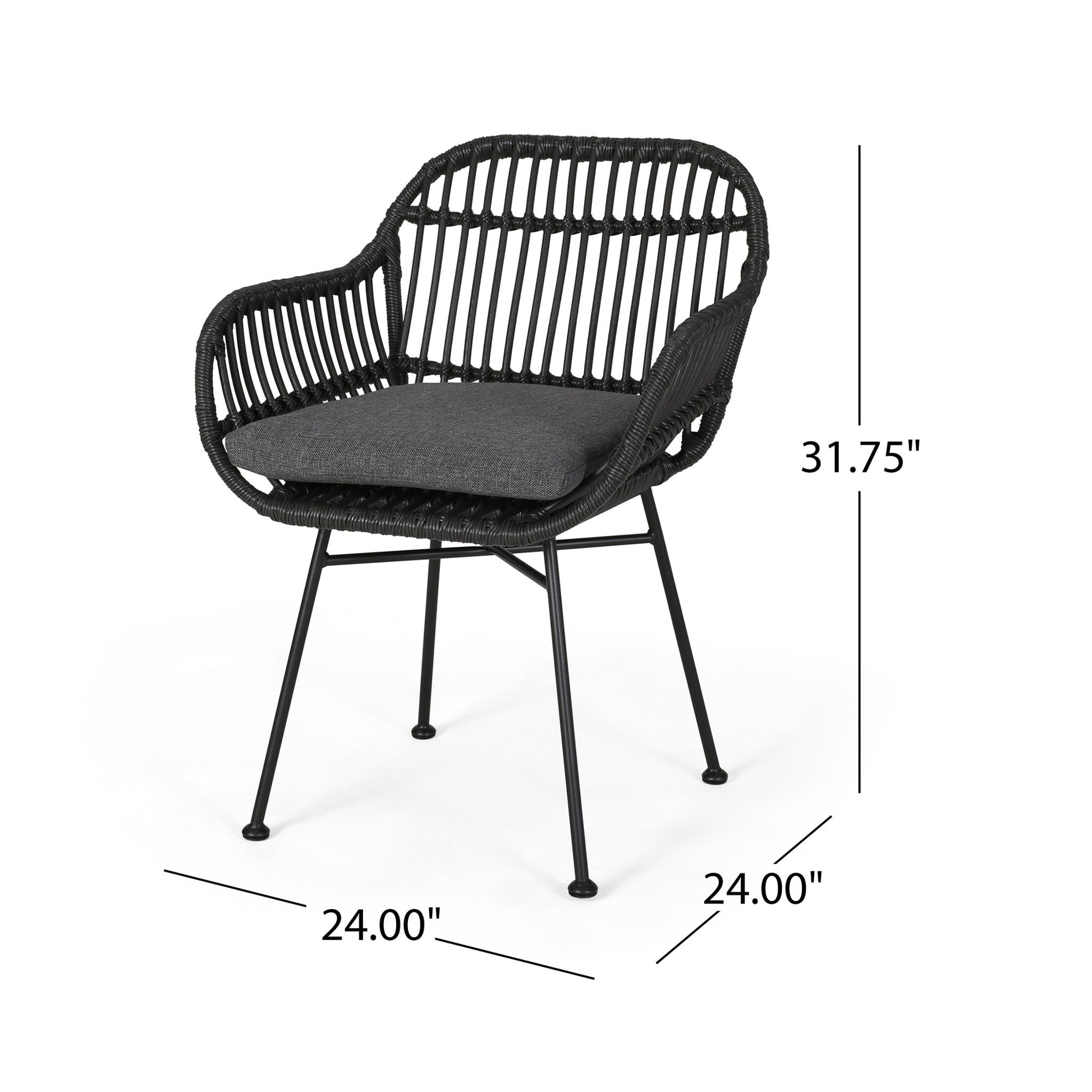 Outdoor Rattan Accent Chair With Metal Legs