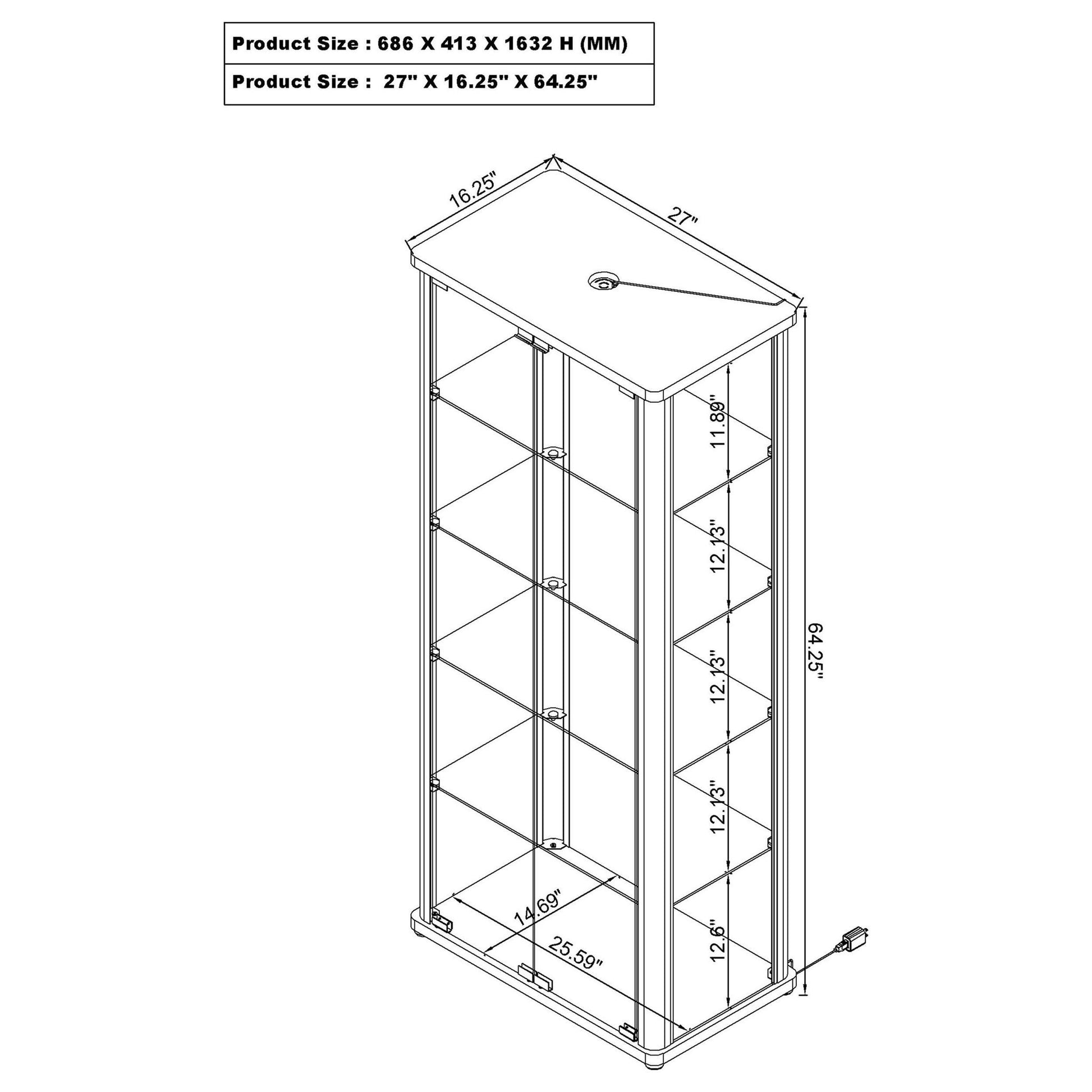 Nevra - 4 Shelf Display LED Curio Cabinet