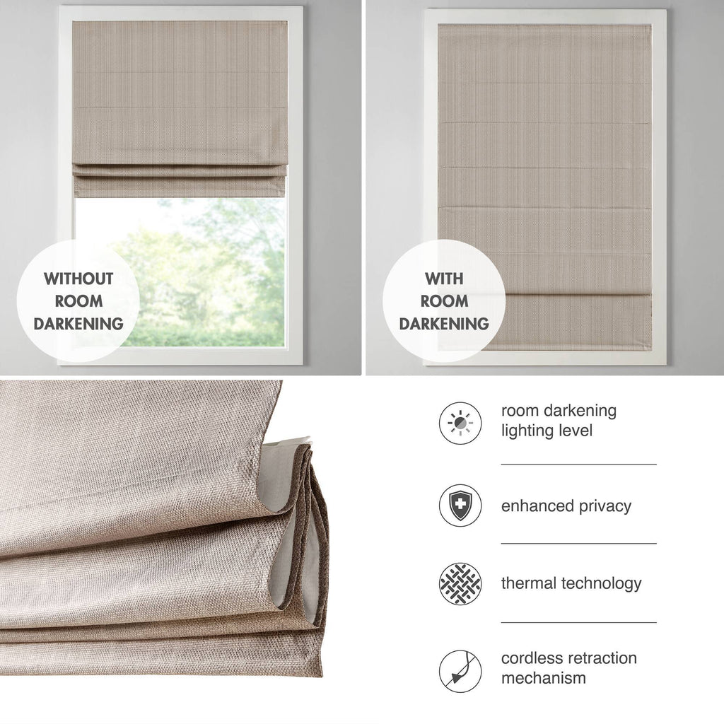 Galen - 39" Basketweave Room Darkening Cordless Roman Shade - Taupe