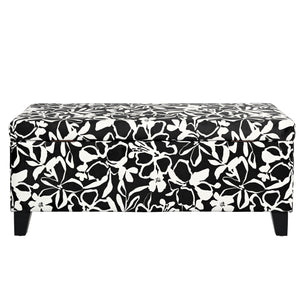 Luxury Storage Ottoman With Floral Patterned Fabric, Soft-Close Hinges, Multi Functional