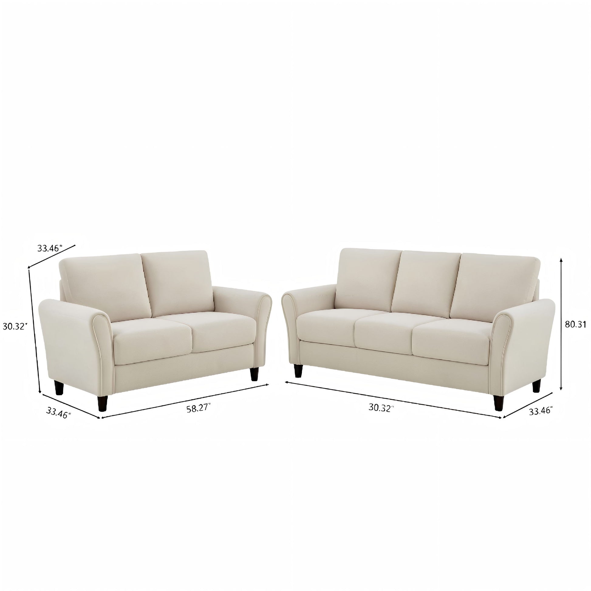 Patricia - 2 Piece Sofa Set - Ivory