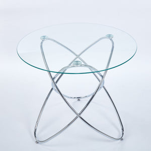 Metal Leg Dining Table With Tempered Glass Top