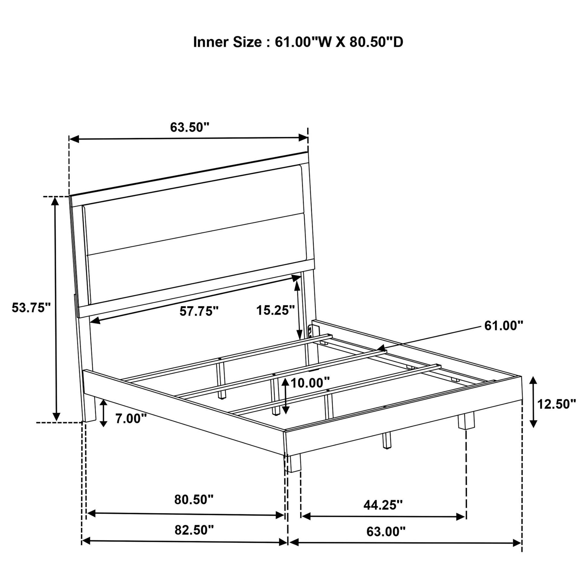 Strout - Queen Panel Bed With Upholstered Headboard - Rustic