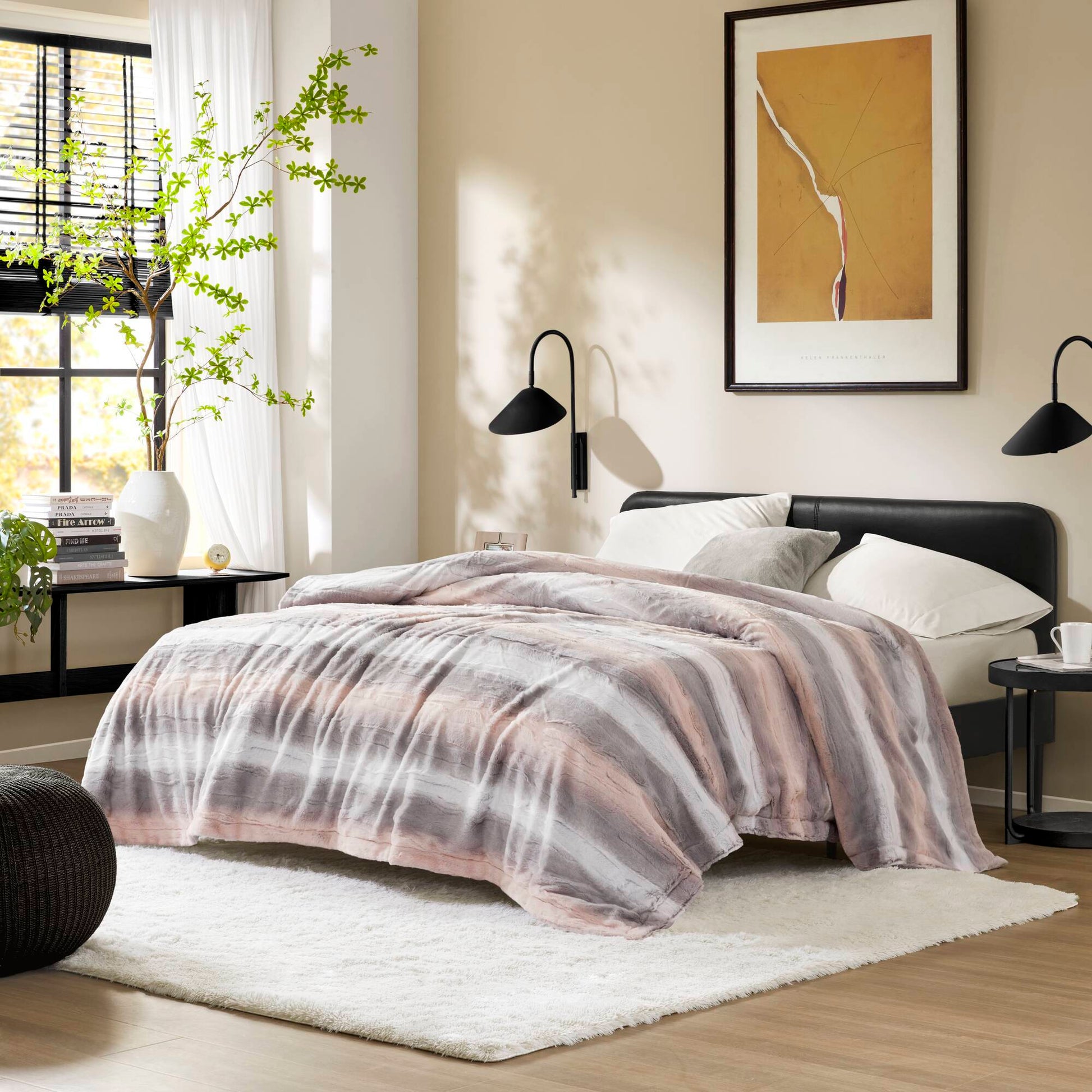 Zuri - 108" x 90" Blanket - Blush / Gray