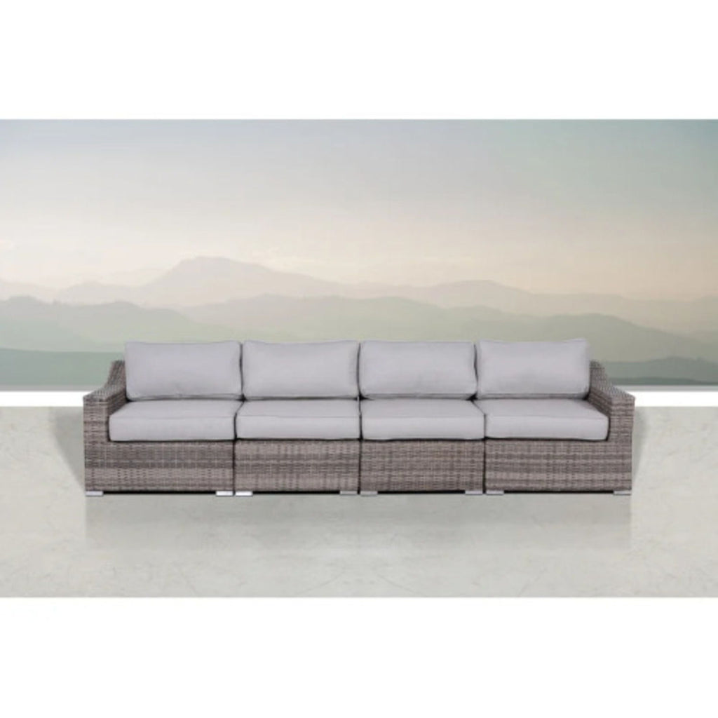 Contemporary Outdoor Rattan Wicker Sectional Seating Group With Cushions
