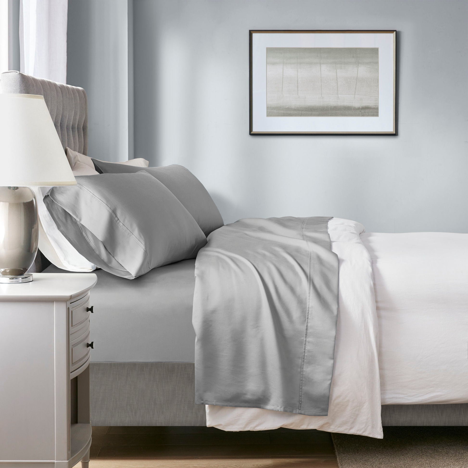 1000 Thread Count - King HeiQ Smart Temperature Blend 4 Piece Sheet Set - Gray