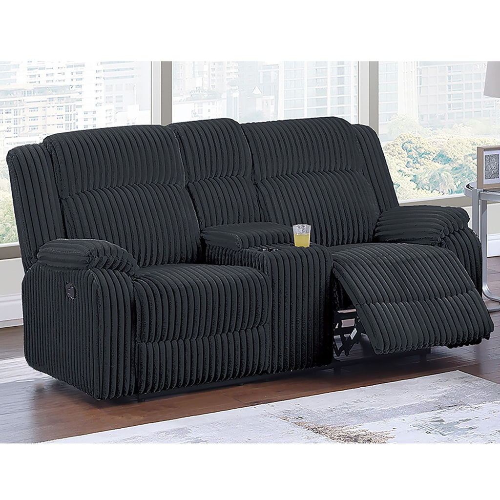 Motion Loveseat Recliner With Console Soft Seat Upholstered For Living Room - Black