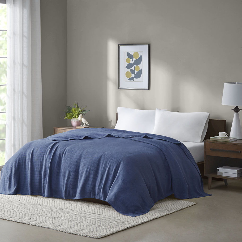 Freshspun Basketweave - Twin Blanket - Navy