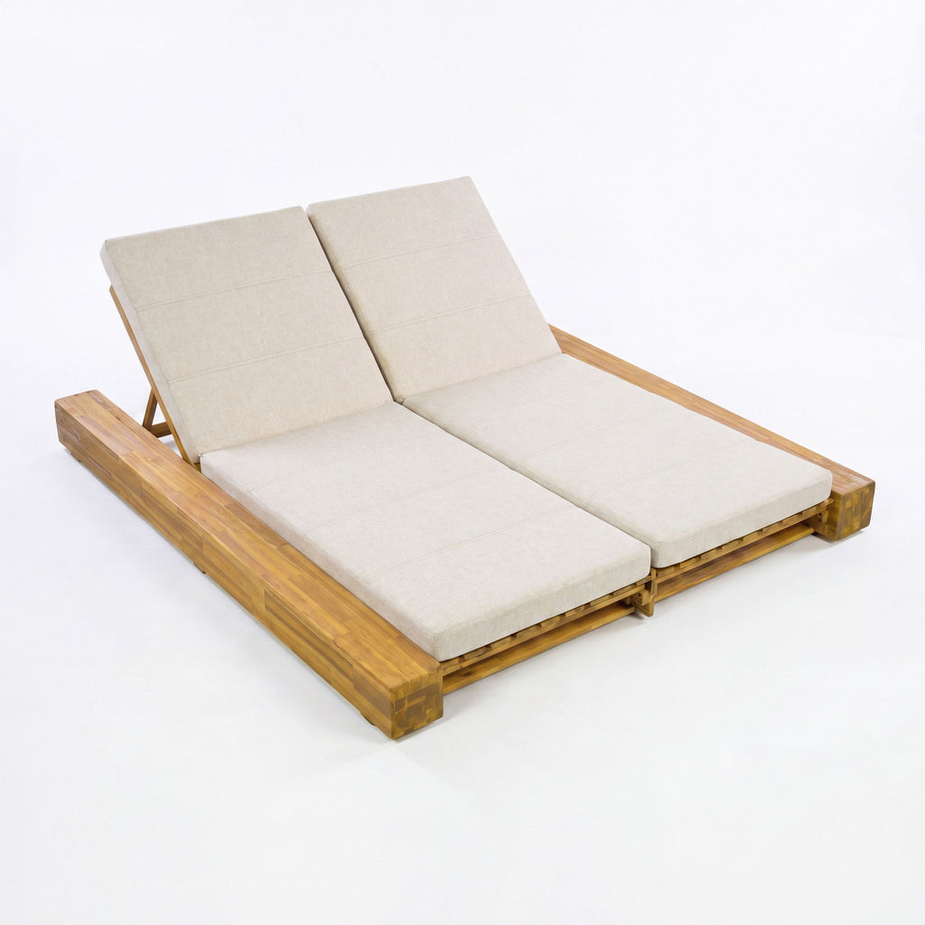Outdoor Chaise Lounge With Cushions, Adjustable Backrest