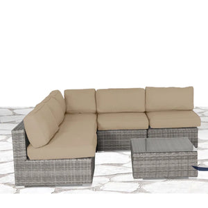 Outdoor Sectional Seating Set With Scratch Free Nylon Feet, Rust Proof - Gray
