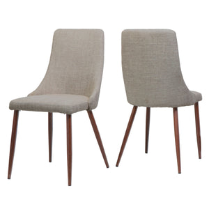 Fabric Armless Dining Chairs Set - Wheat / Dark Walnut