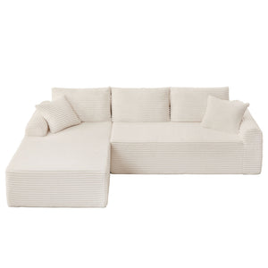Modular Sectional With Arched Armrests, Includes 3 Back Cushions & 2 Throw Pillows