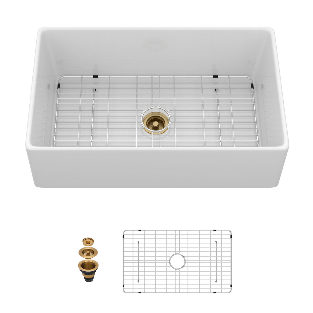Single Bowl Apron Front Kitchen Sink - White