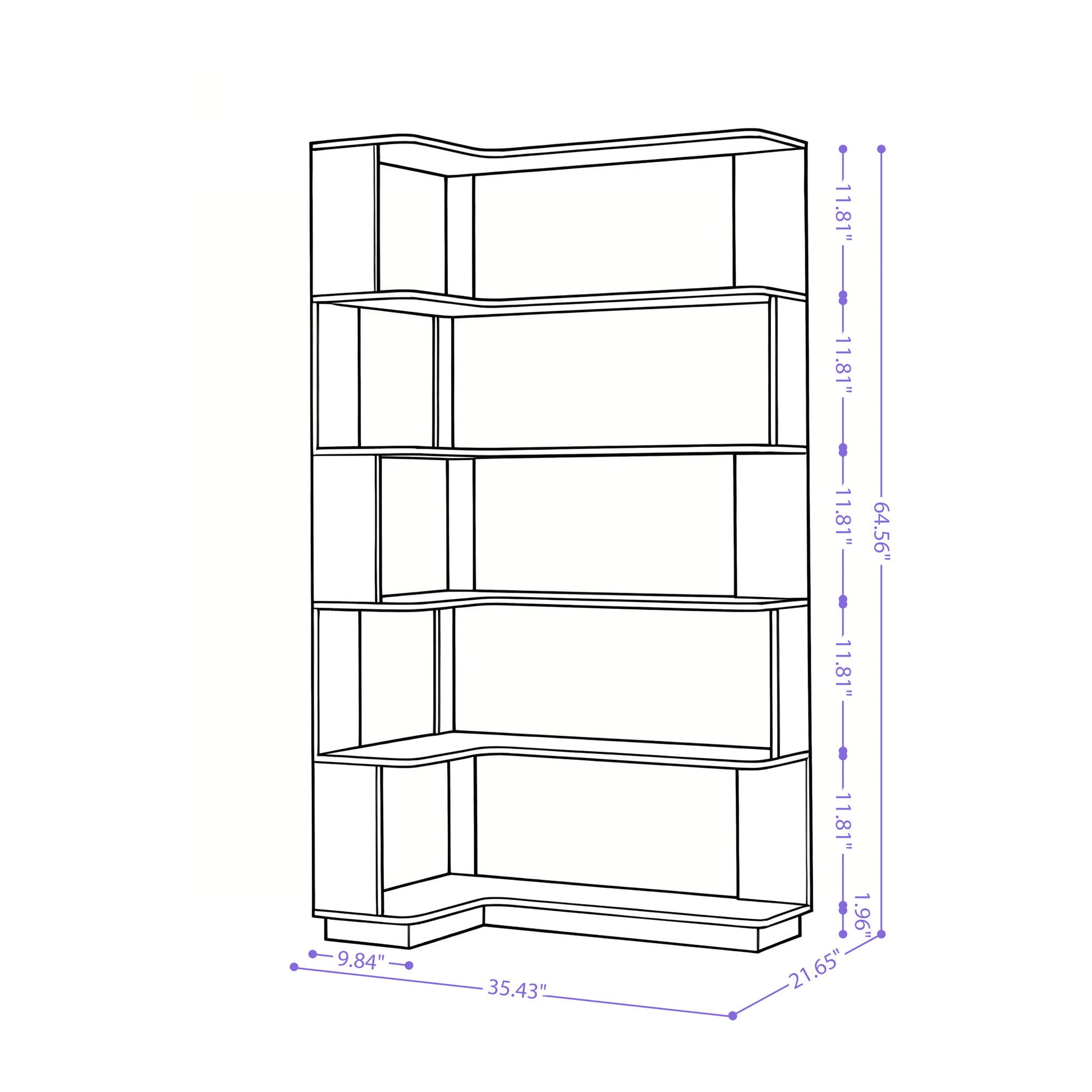 L-Shaped Design Corner Bookshelf