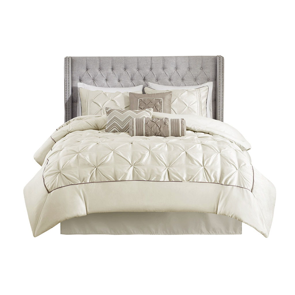 Laurel - California King 7 Piece Tufted Comforter Set - Ivory