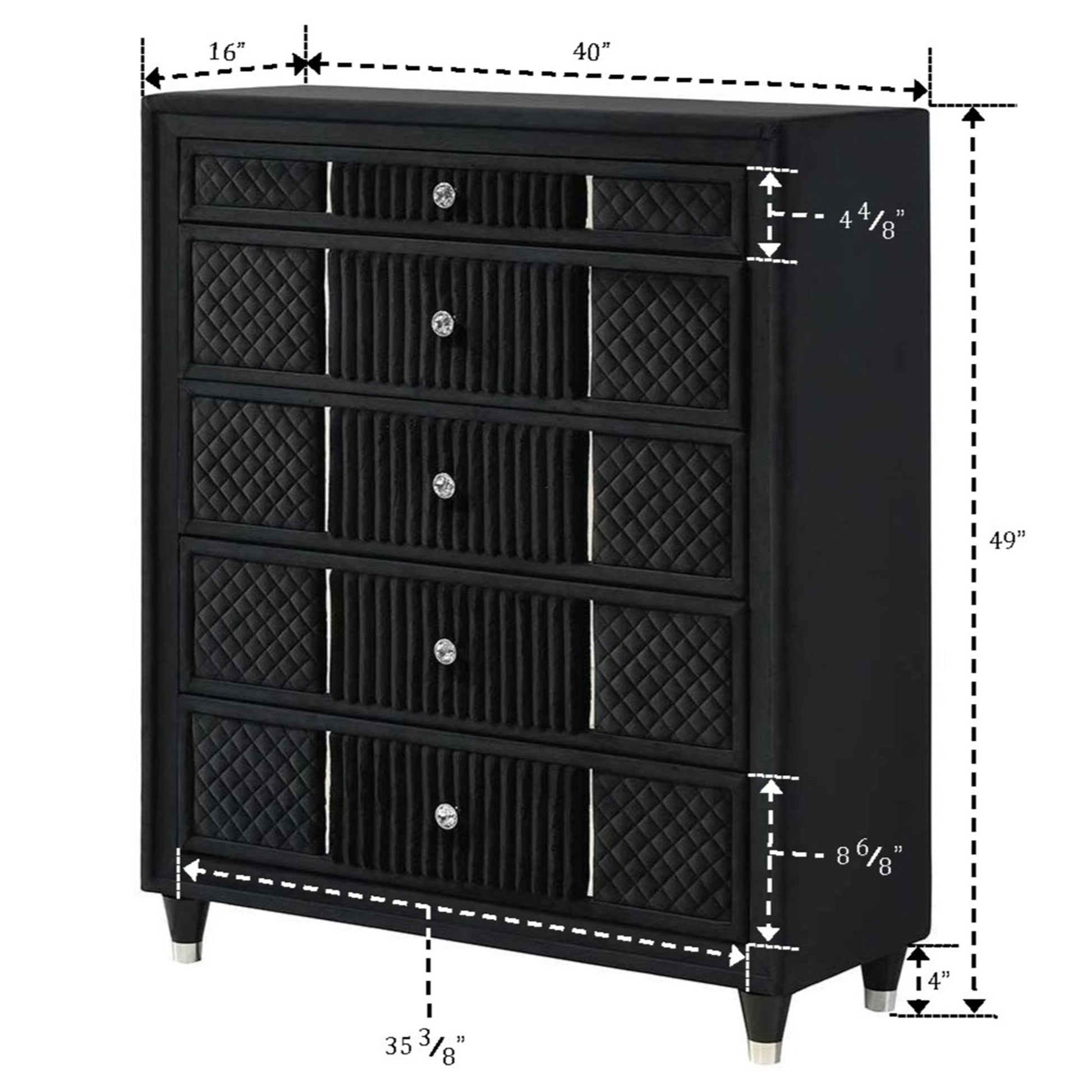 1 Piece Tall Chest Upholstery Textured - Black