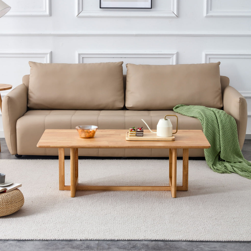 Chinese Style White Solid Wood And Imitation Rattan Coffee Table