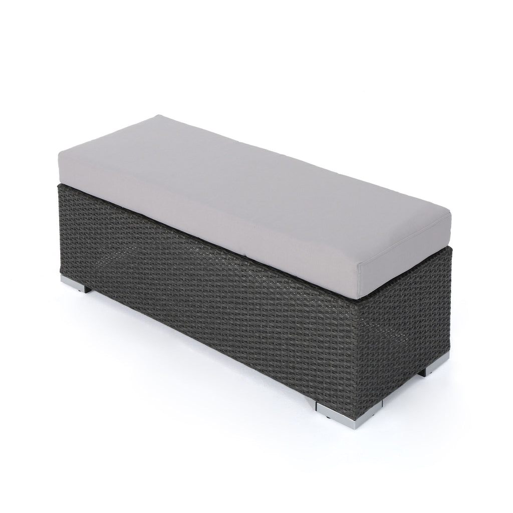 Enthrallia - Outdoor Wicker Bench With Foam Filled Cushion