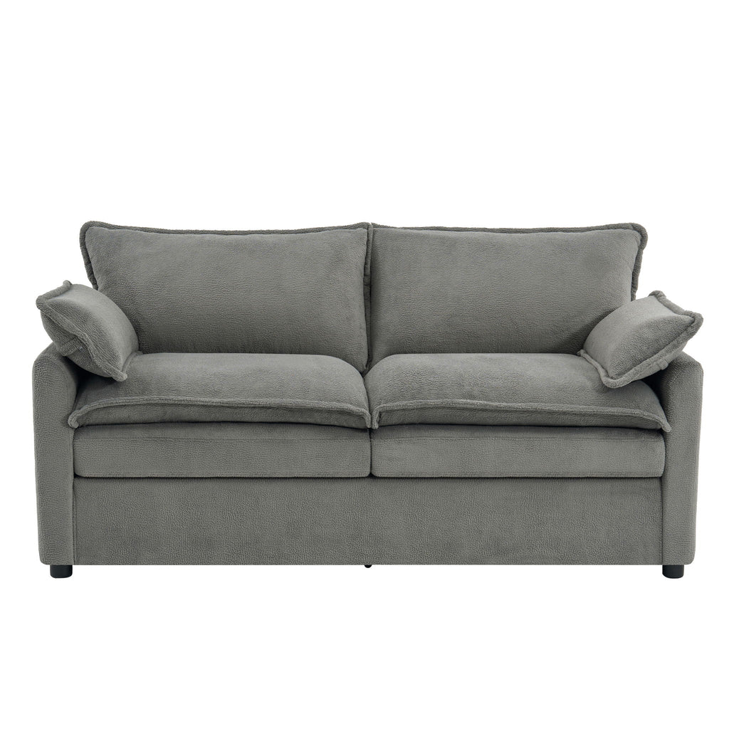 Modern Loveseat Sofa, Upholstered Couch With Side Storage Pockets