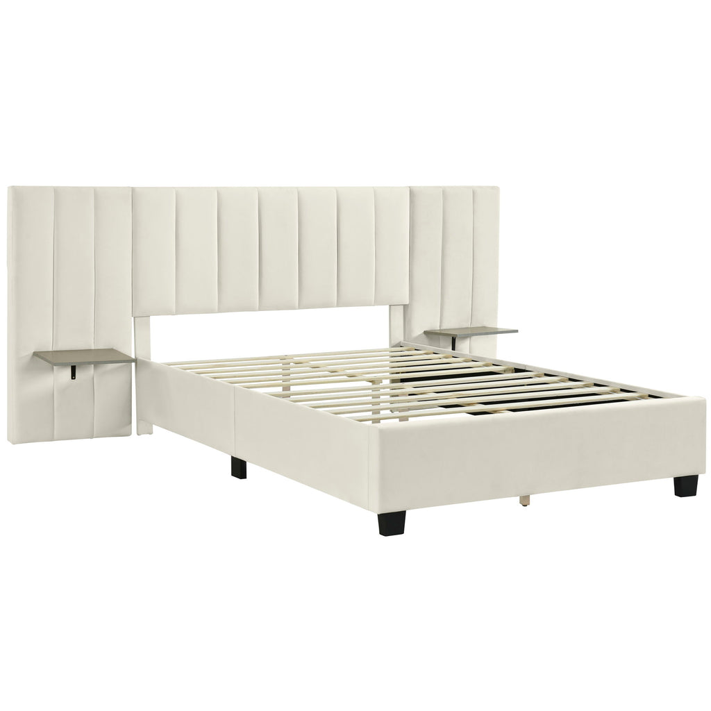 Upholstered Platform Bed With Big Headboard