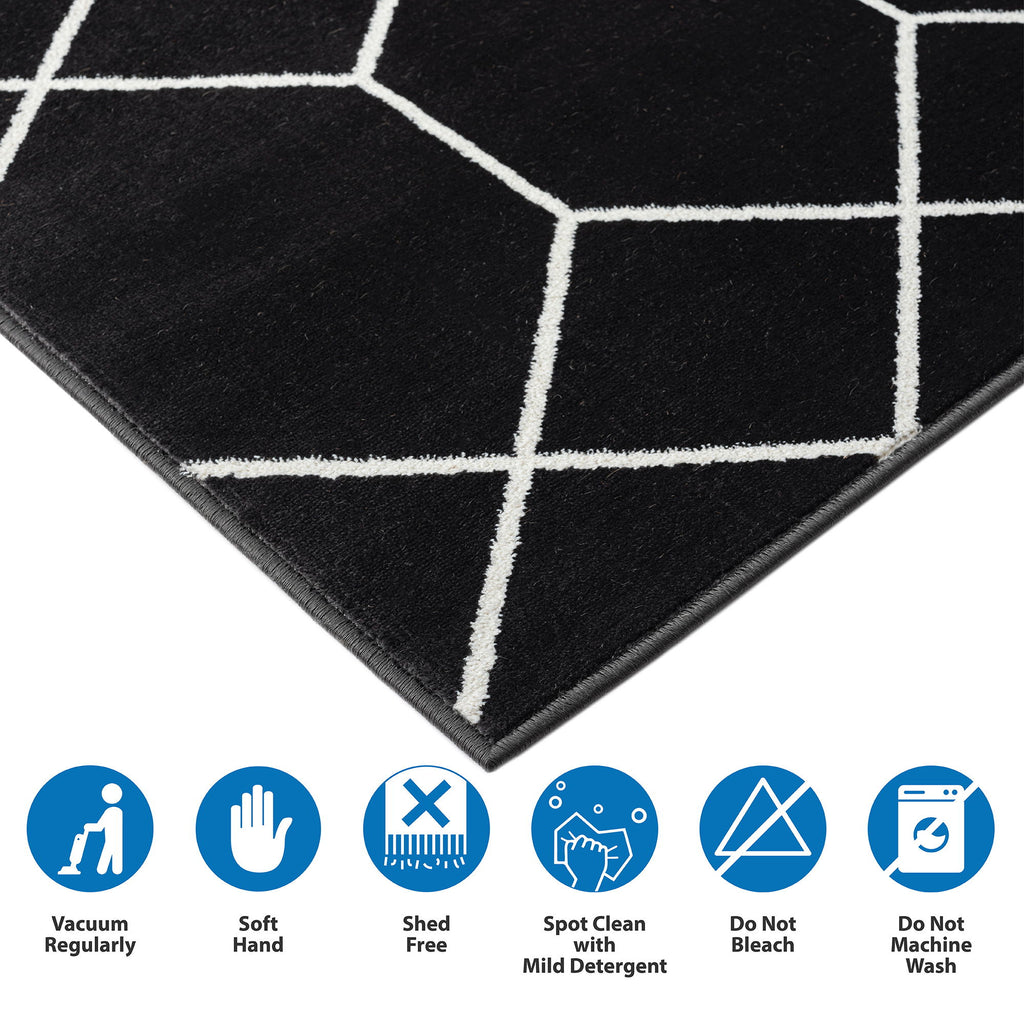 Averie - 8' x 10' Trellis Geometric Woven Area Rug - Black / Cream