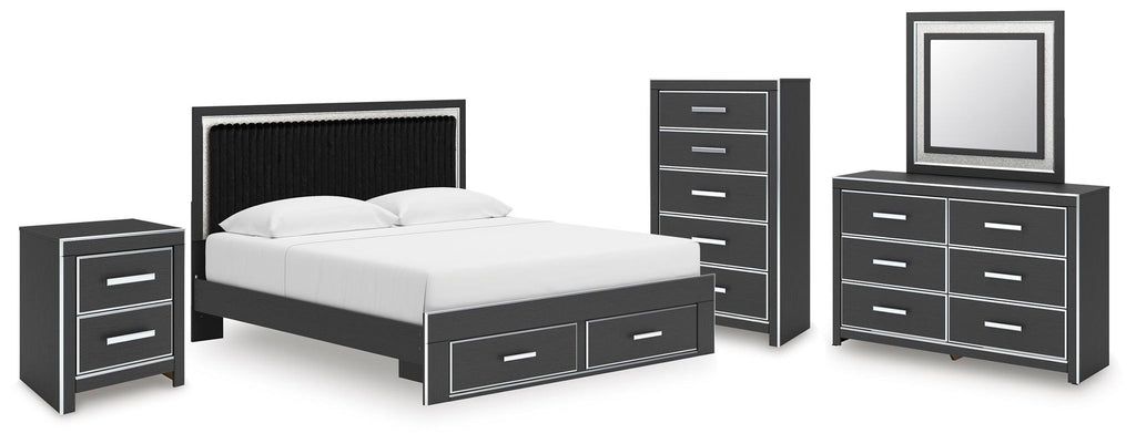 Zuraleus - 5 Pc. - King Storage Bed, Dresser, Mirror, Chest And Nightstand - Black