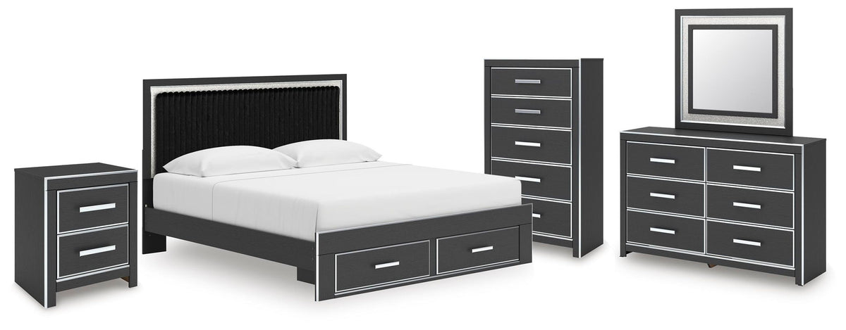 Zuraleus - 5 Pc. - King Storage Bed, Dresser, Mirror, Chest And Nightstand - Black