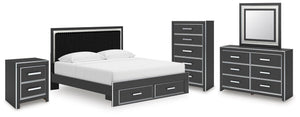 Zuraleus - 5 Pc. - King Storage Bed, Dresser, Mirror, Chest And Nightstand - Black