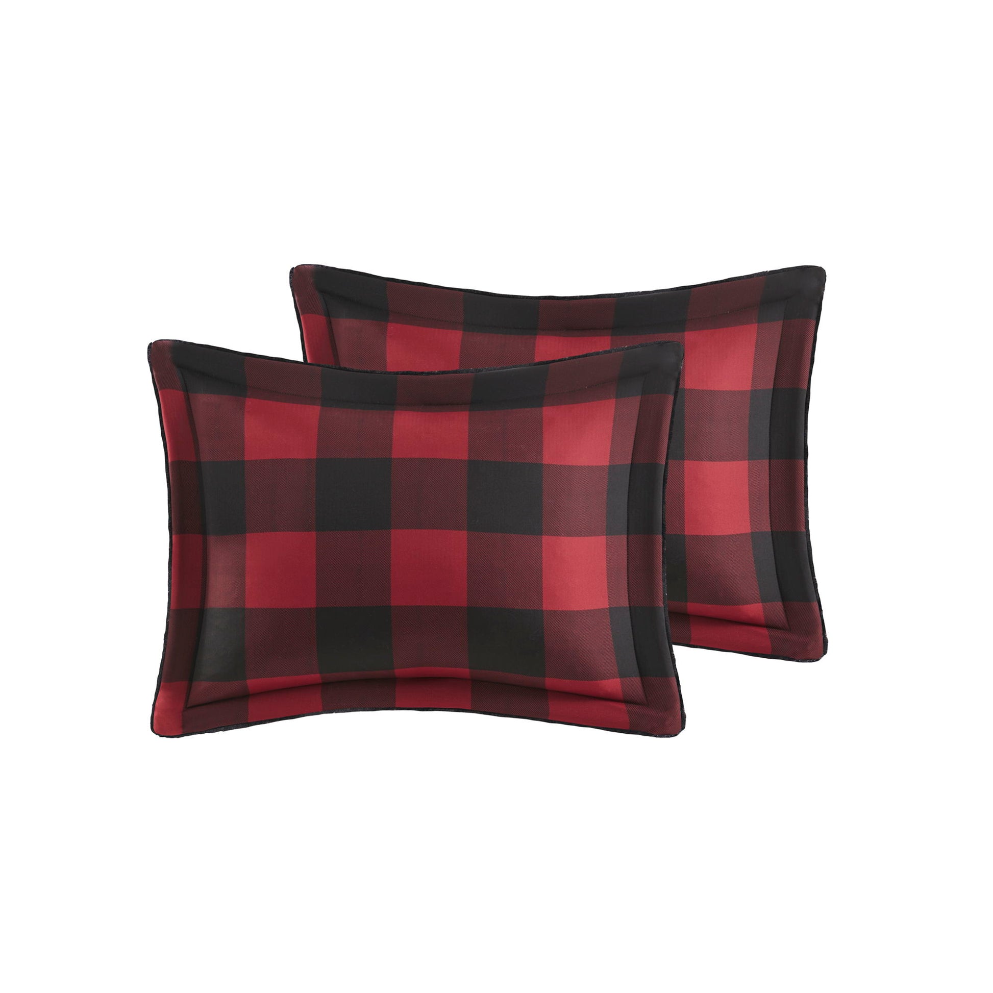 Bernston - Faux Wool to Faux Fur Down Alternative Queen Comforter Set - Red Buffalo Check