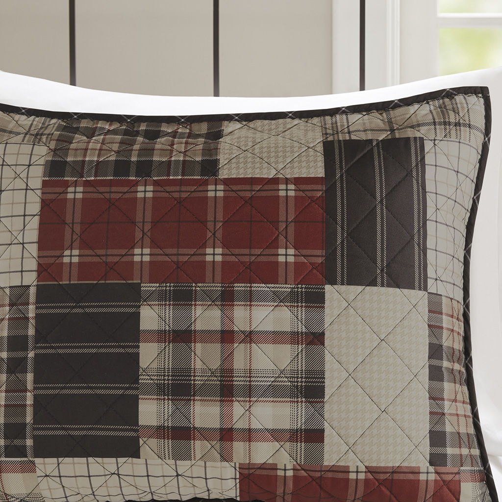 Timber - 3 Piece Full/Queen Reversible Printed Quilt Set - Red/Black
