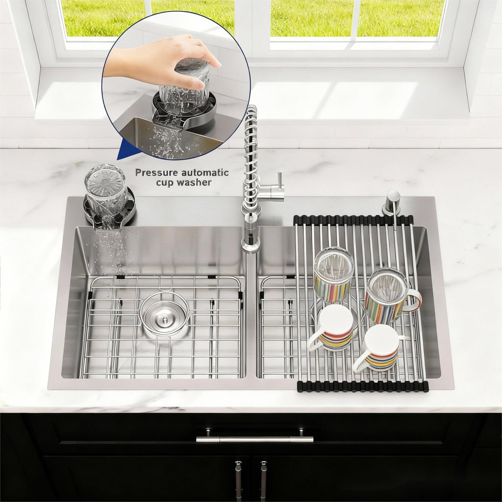 Double Bowl Drop-In Sink With 2 Basins