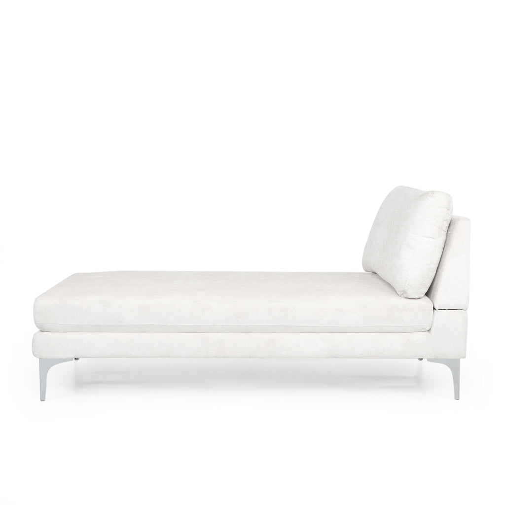 Fabric Upholstered Chaise Lounge With Iron Bracket Legs