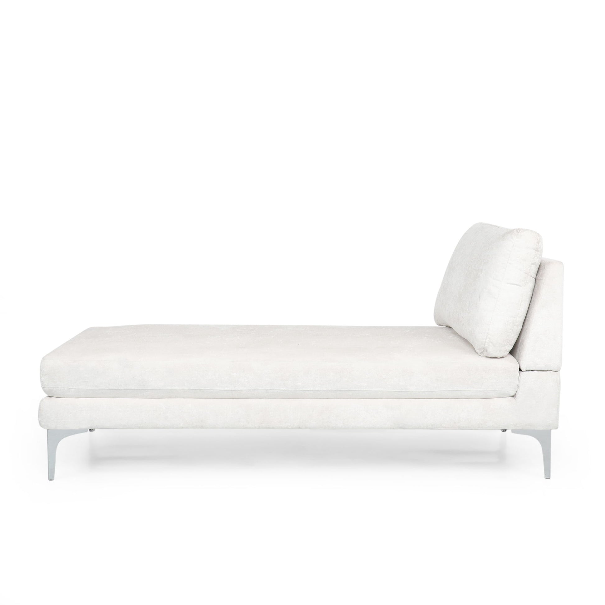 Fabric Upholstered Chaise Lounge With Iron Bracket Legs