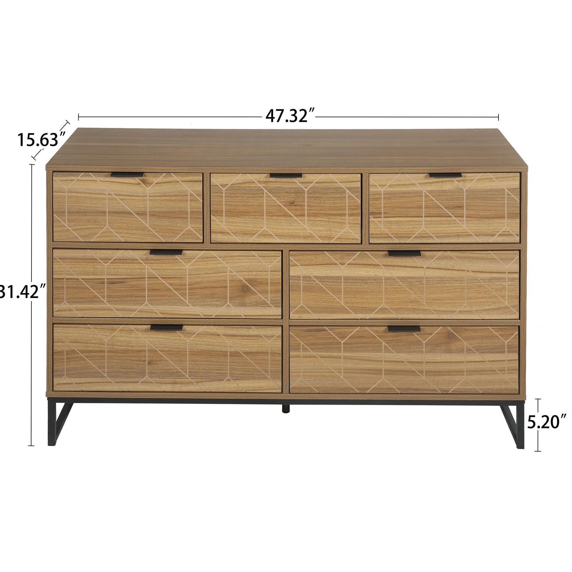Modern 7 Drawer Dresser Cabinet - Walnut