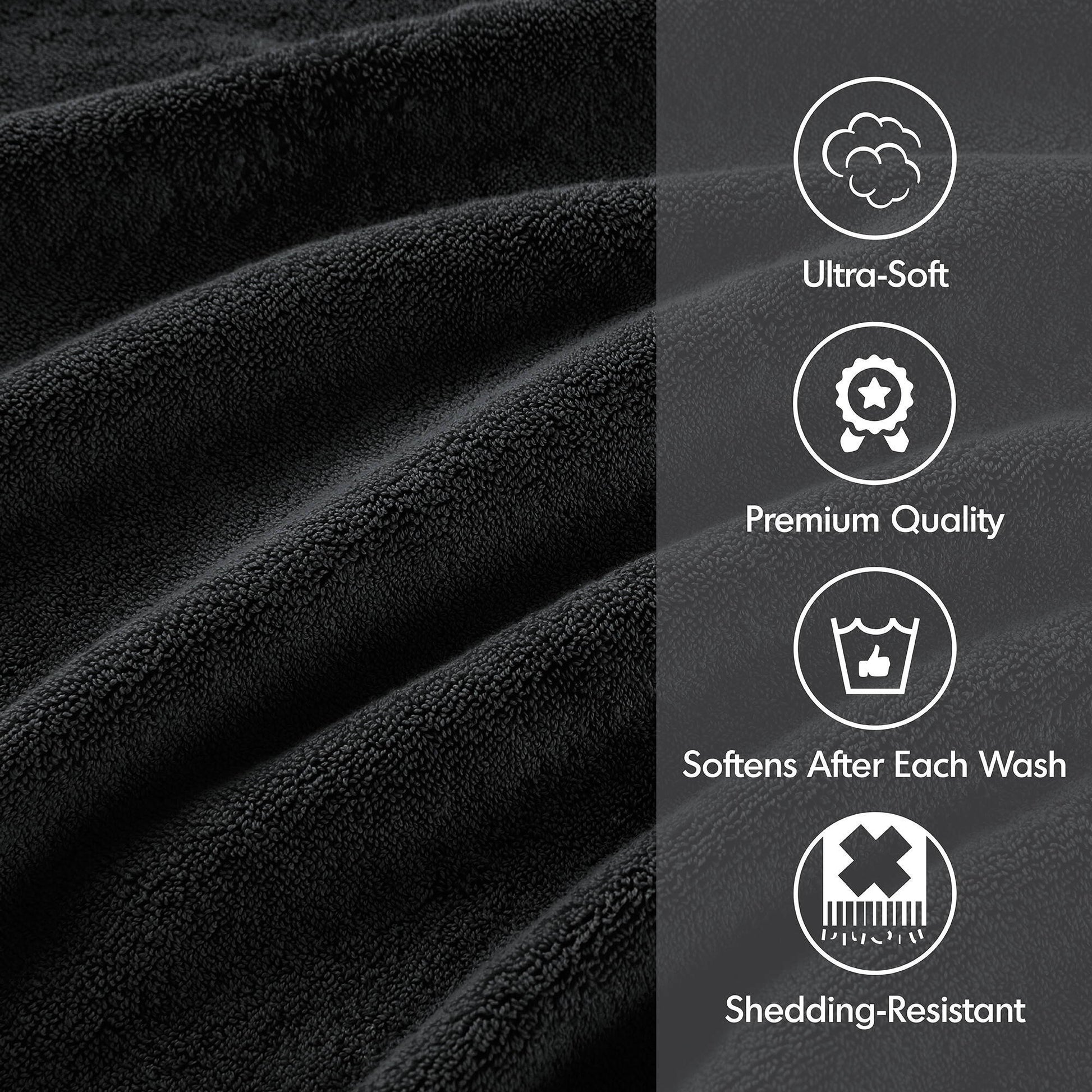 800GSM - Ultra-Soft Absorbent Towel Set - Black