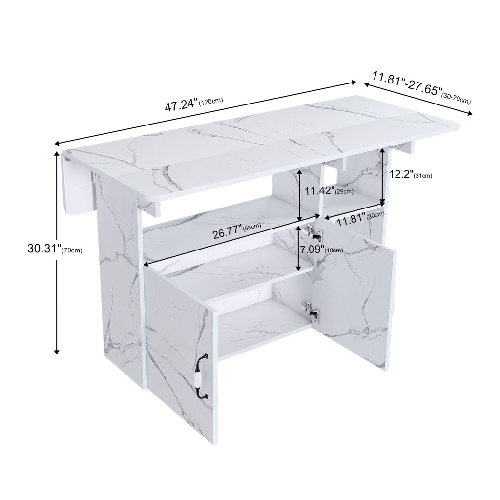 Multi Functional Folding Table With Storage Shelves And Wheels