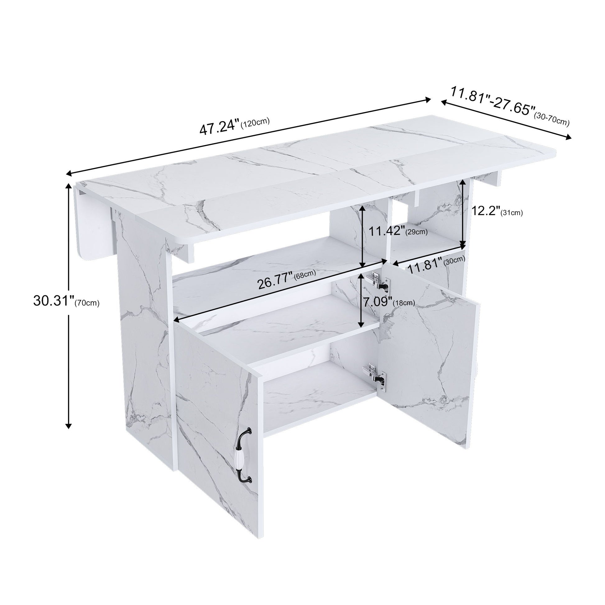 Multi Functional Folding Table With Storage Shelves And Wheels