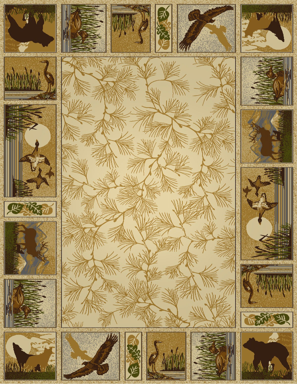 Woodland - GC_RST5502 Cream 5' x 7' Lodge Area Rug