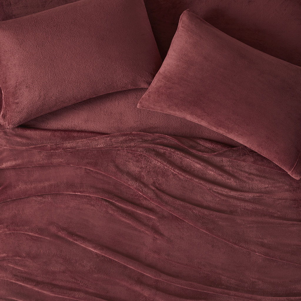 Soloft Plush - 4 Piece Full Micro Plush Sheet Set - Burgundy