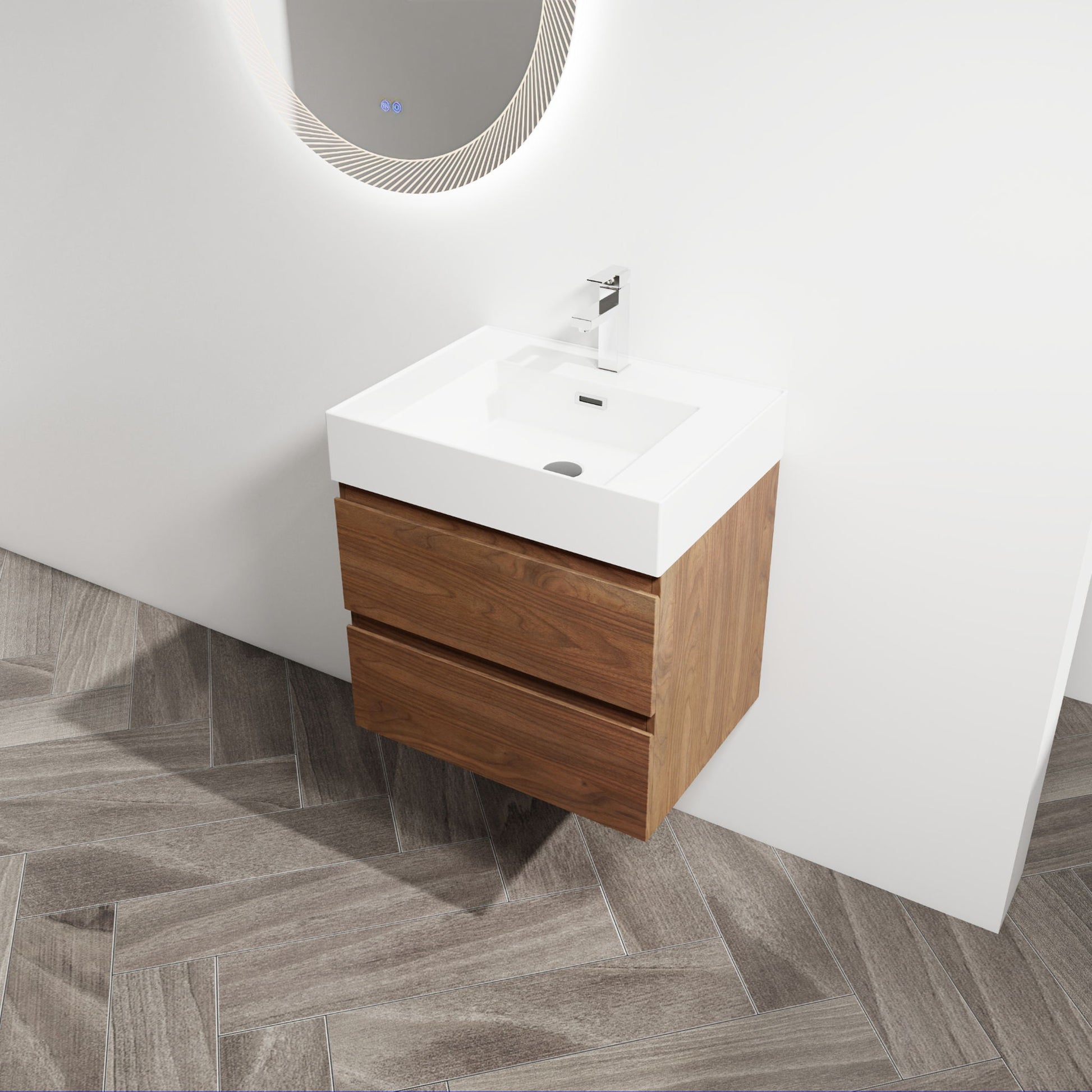 Wall Mounted Bathroom Vanity And Sink, 2 Soft Close Drawers