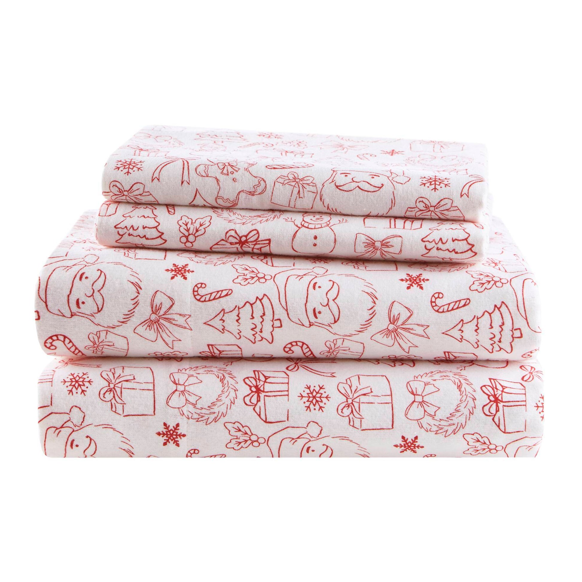 Cozy Soft - Twin Long 100% Flannel Pigment Printed Sheet Set - Holiday Doodles
