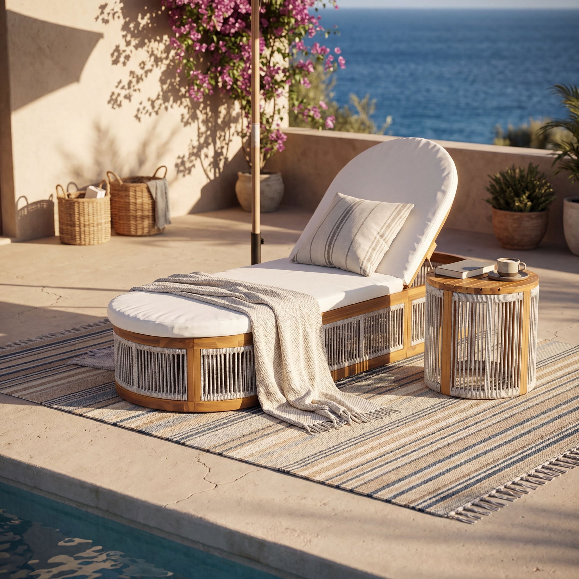 Chaise Lounge Set With Side Table