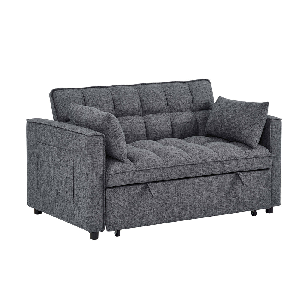 Sienna - Tufted Convertible Sleeper Sofa With Chaise - Gray
