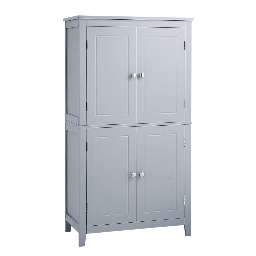 Elegant Bathroom Floor Storage Cabinet With 4 Doors, Adjustable Shelves