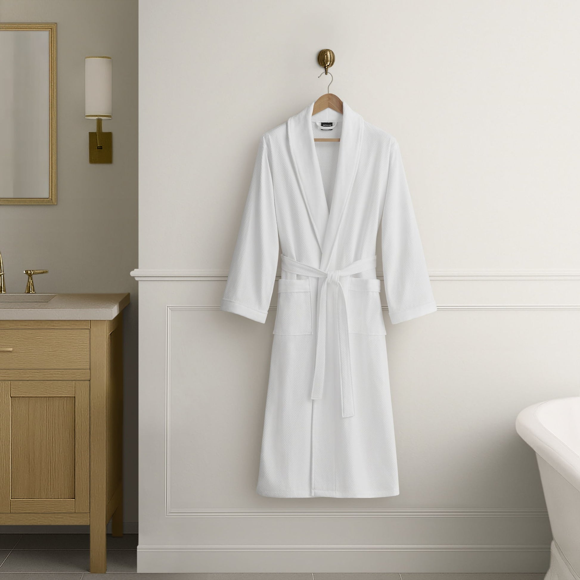 Waffle Velour - Luxury Bath Robe - White