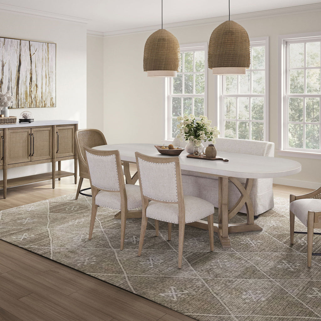 Slip Covered Settee With Casters - Beige