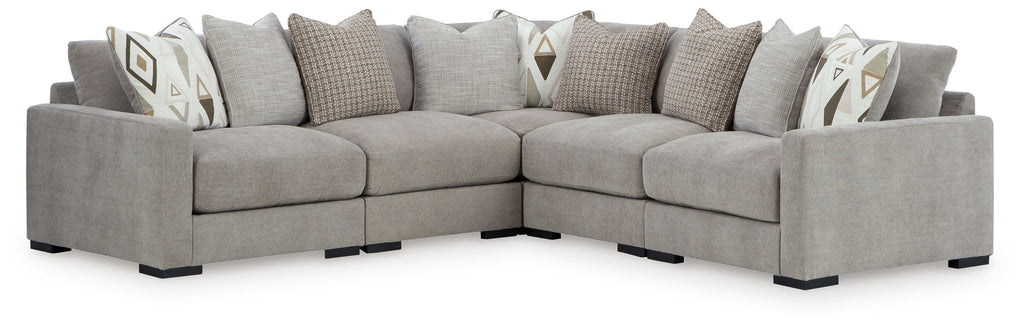Aslan Court - 6 Pc. - 5-Piece Sectional, Ottoman - Pebble