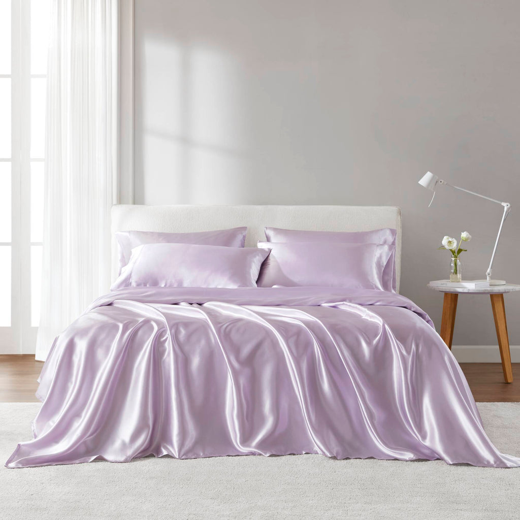 Satin - 6 Piece Queen Luxury Sheet Set - Lilac
