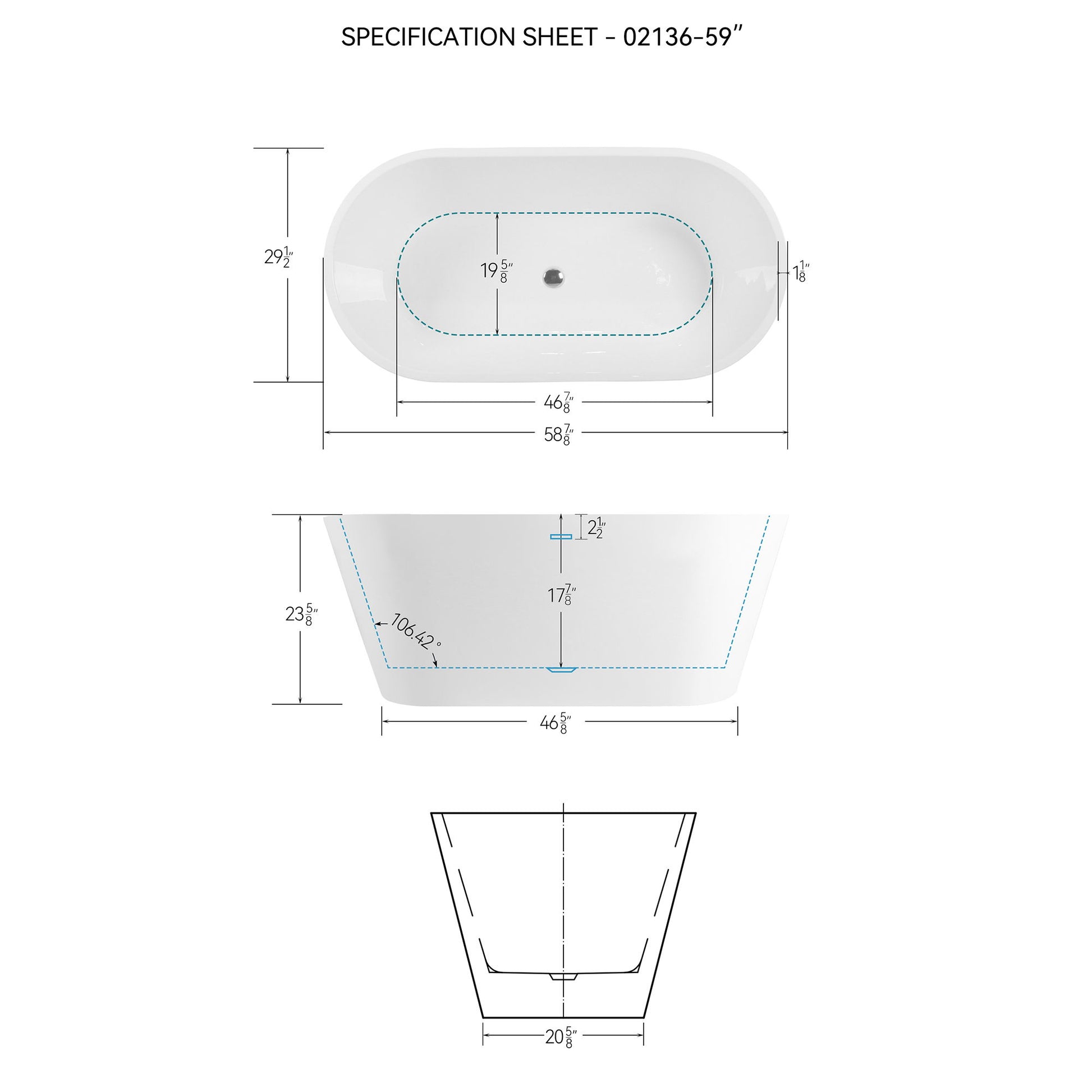 Freestanding Bathtub, Modern & Contemporary Design Soaking Tub With Toe-Tap Drain In Chrome And Classic Slotted Overflow