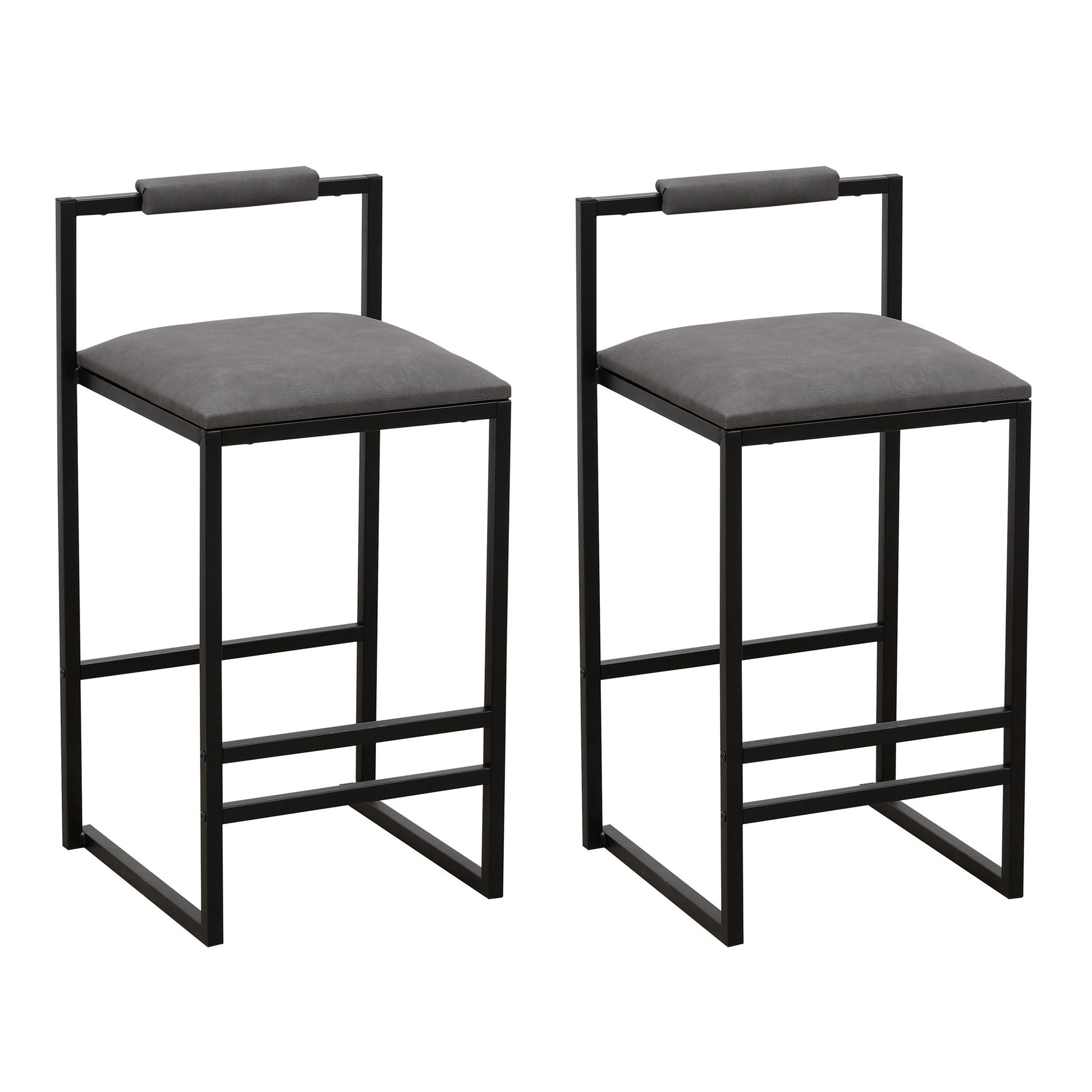 Elegant Bar Stool Set With Backrest And Footrest, Counter Height (Set of 2)
